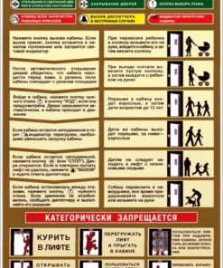 Плакат Правила пользования лифтом (самоклеящаяся пленка) 1 лист 26х38 см