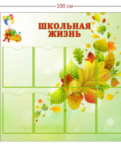 Стенд Школьная жизнь 100х100 см (8 карманов А4)